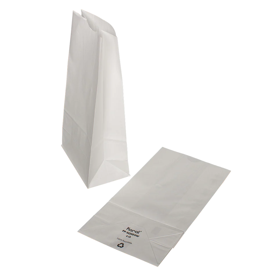 Karat - 4 lb White Paper Bags, 500/Bn - FP-SOS04W