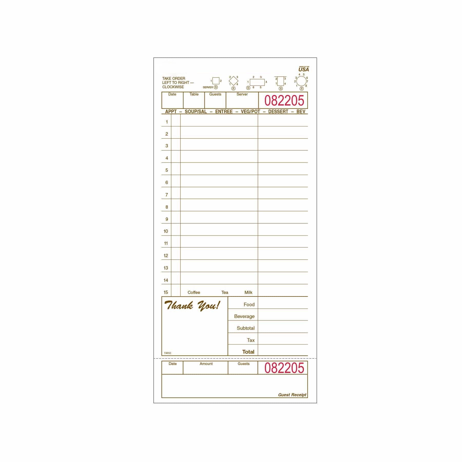 A1Paper - 4.2" x 9" 1 Part Tan Carbonless Board Guest Checks, 8x250/Cs - DIRT4932