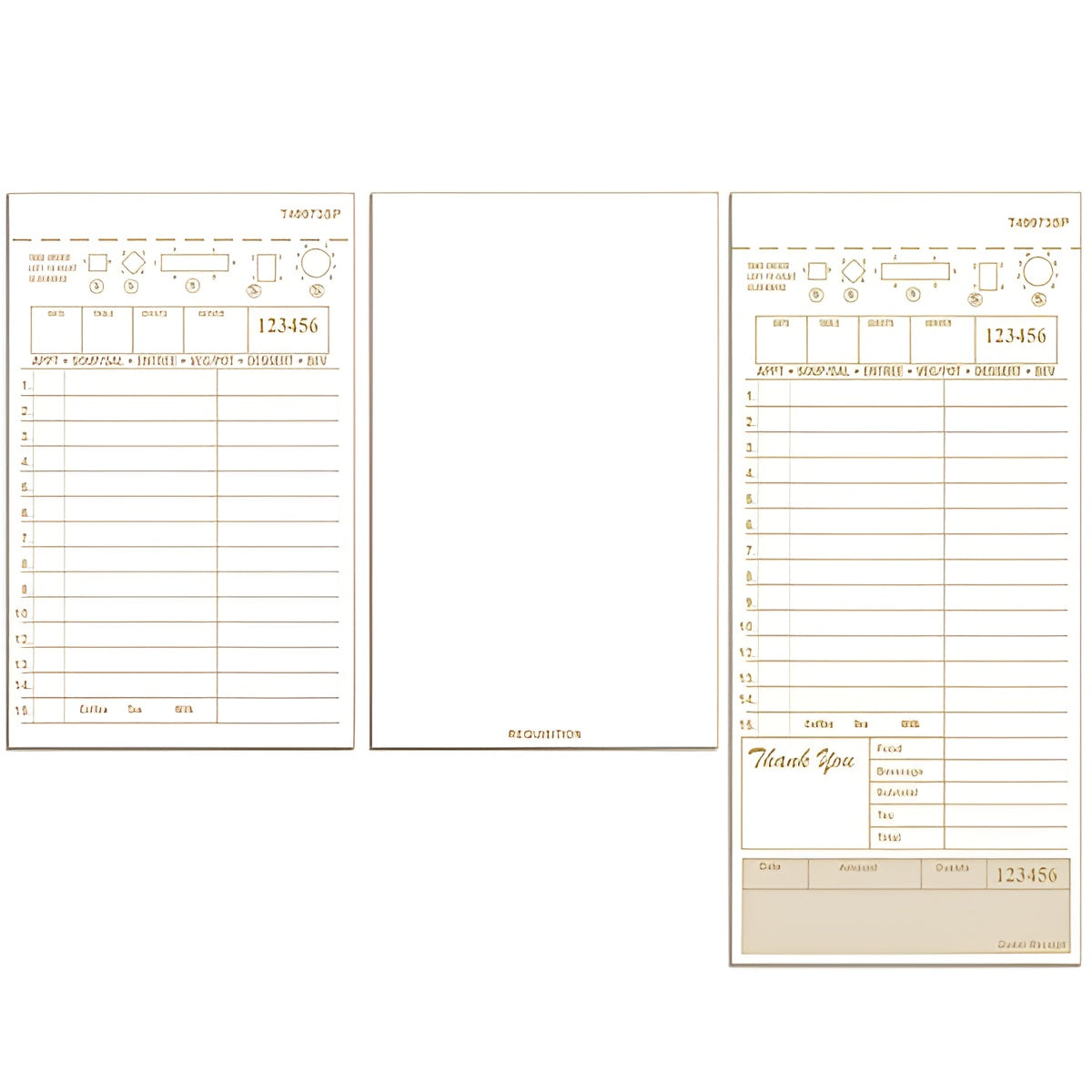 A1Paper - 8.25" x 4.25 3 Part Tan Carbonless Guest Checks, 8 x 250/Cs - DIRT49973SP