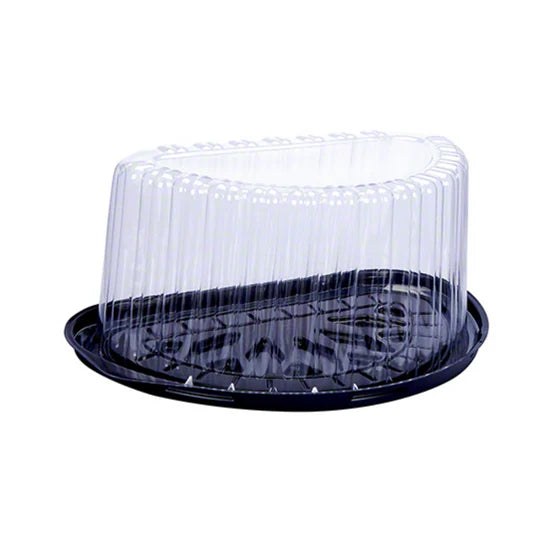 Inline Plastic - 8" Clear PET Half Cake Container Combo With Base & Lid, 100/Case - 605BKPET