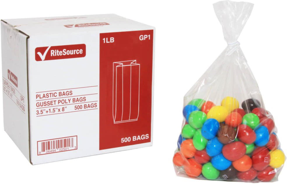 RiteSource - 3.5" x 1.5" x 8" Clear 1 lb Poly Bags, 500/bx - GP1