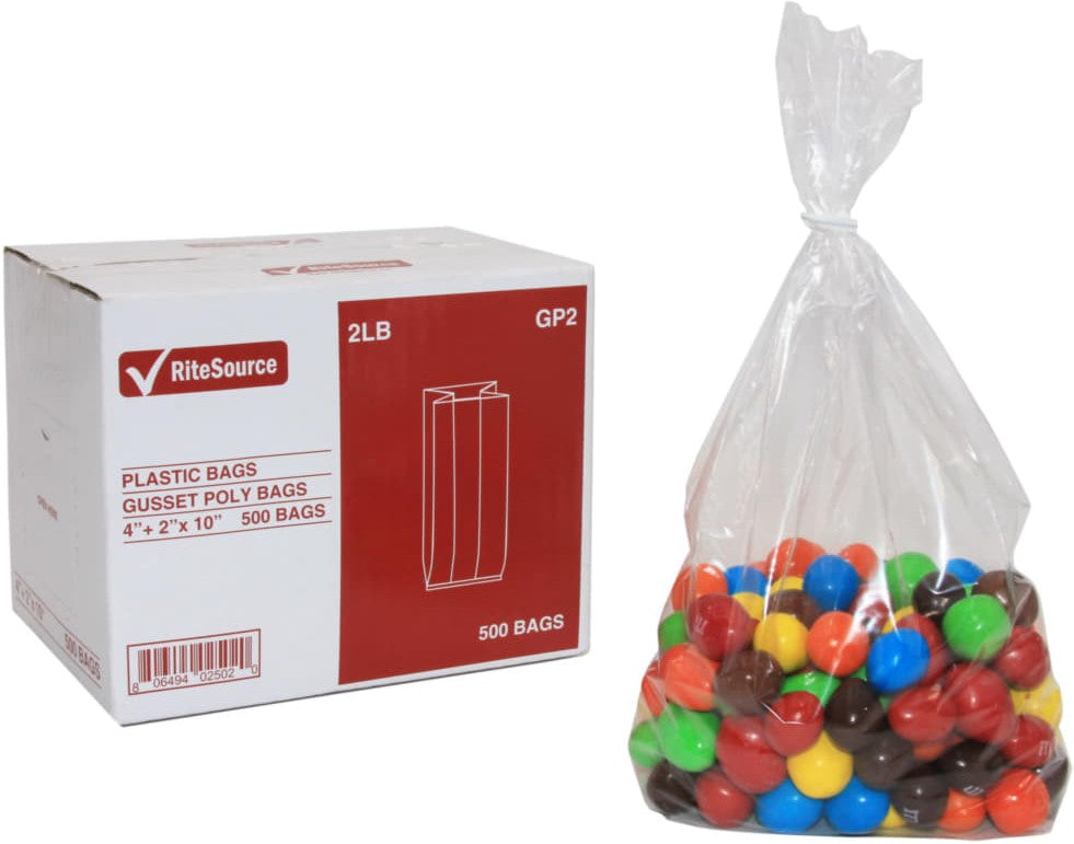 RiteSource - 4" x 2" x 10" Clear 2 lb Poly Bags, 500/bx - GP2