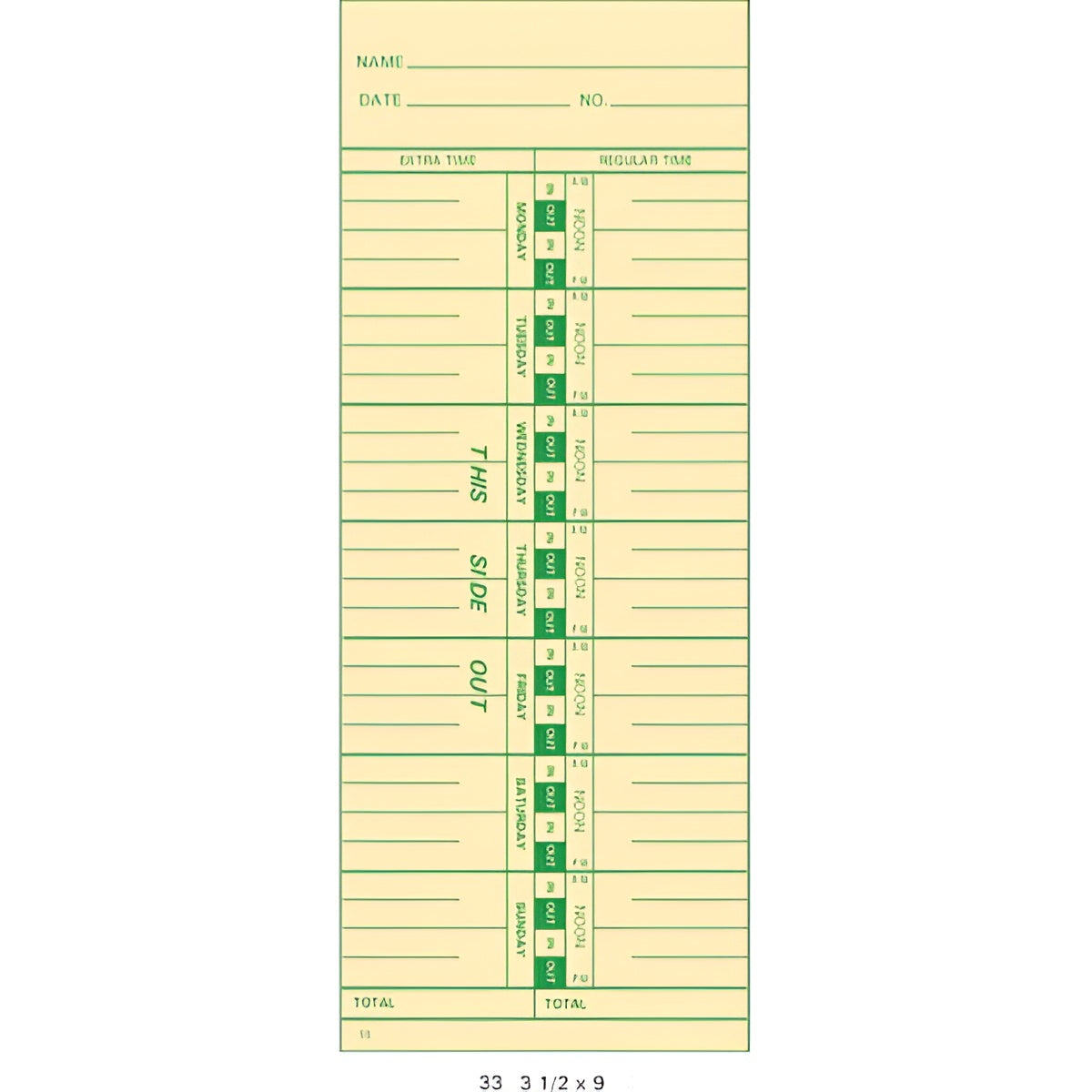 A1Paper - Time Clock Cards #33 - DIRTC33