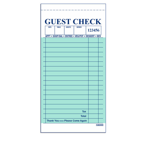 A1Paper - 3.5" x 6.75" 2 Part with Carbon Guest Checks, 50x50/Cs - DIRG6000